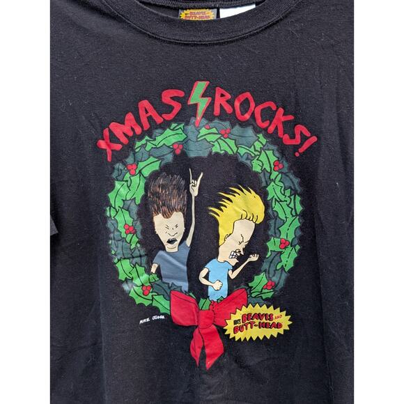 Beavis And Butt-Head Xmas Rocks Mens Black T-Shirt L (36-38) Mike Judge MTV 2012 - Picture 2 of 4